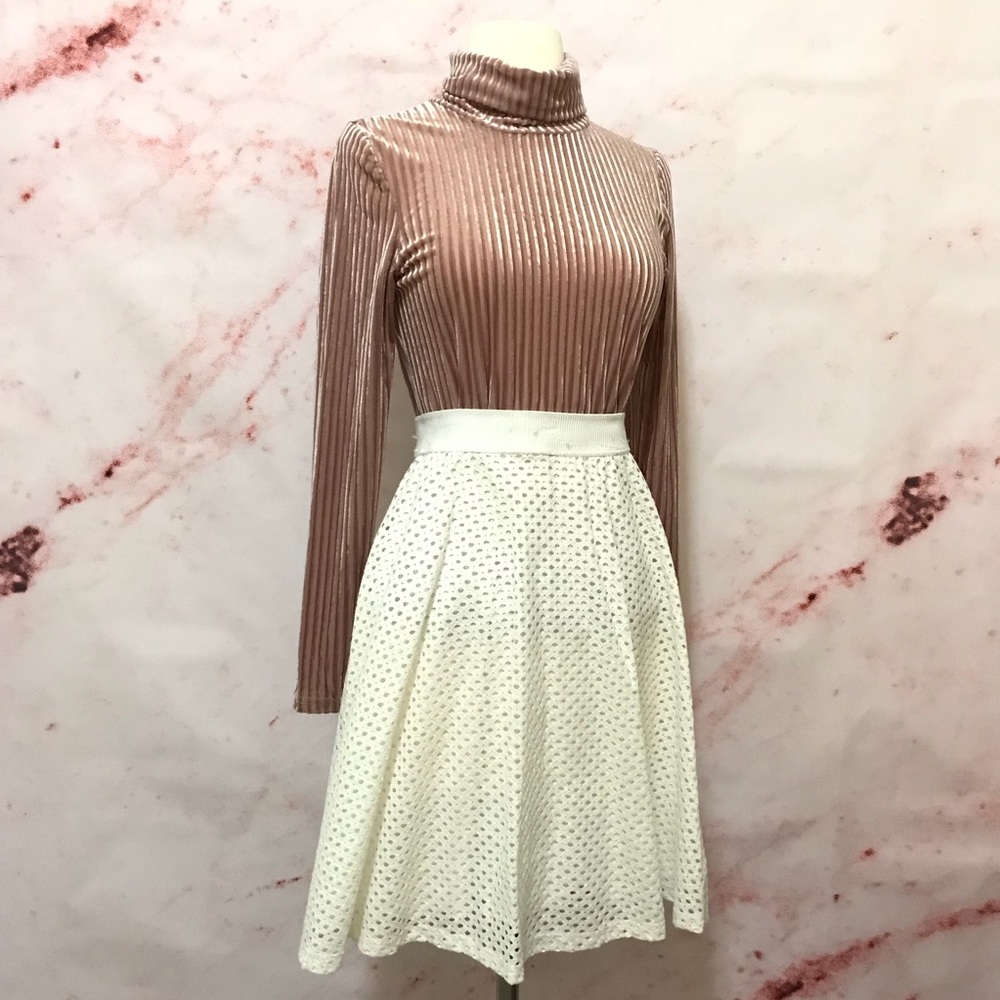 White Zara Perforated Skirt